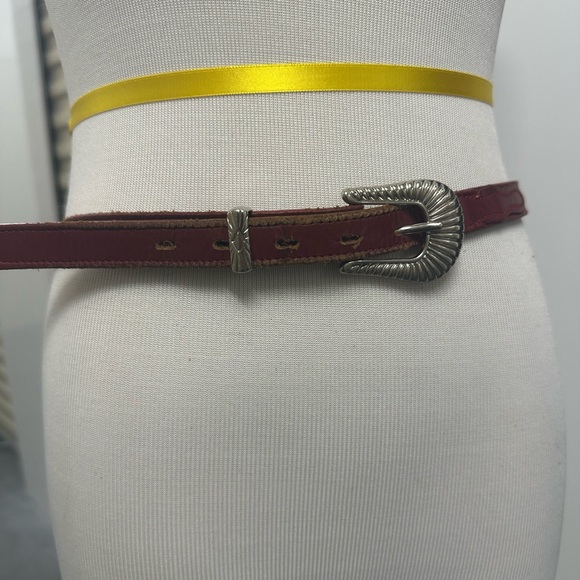 Accessories - Southwestern Leather Belt with Silver Buckle and Medallions